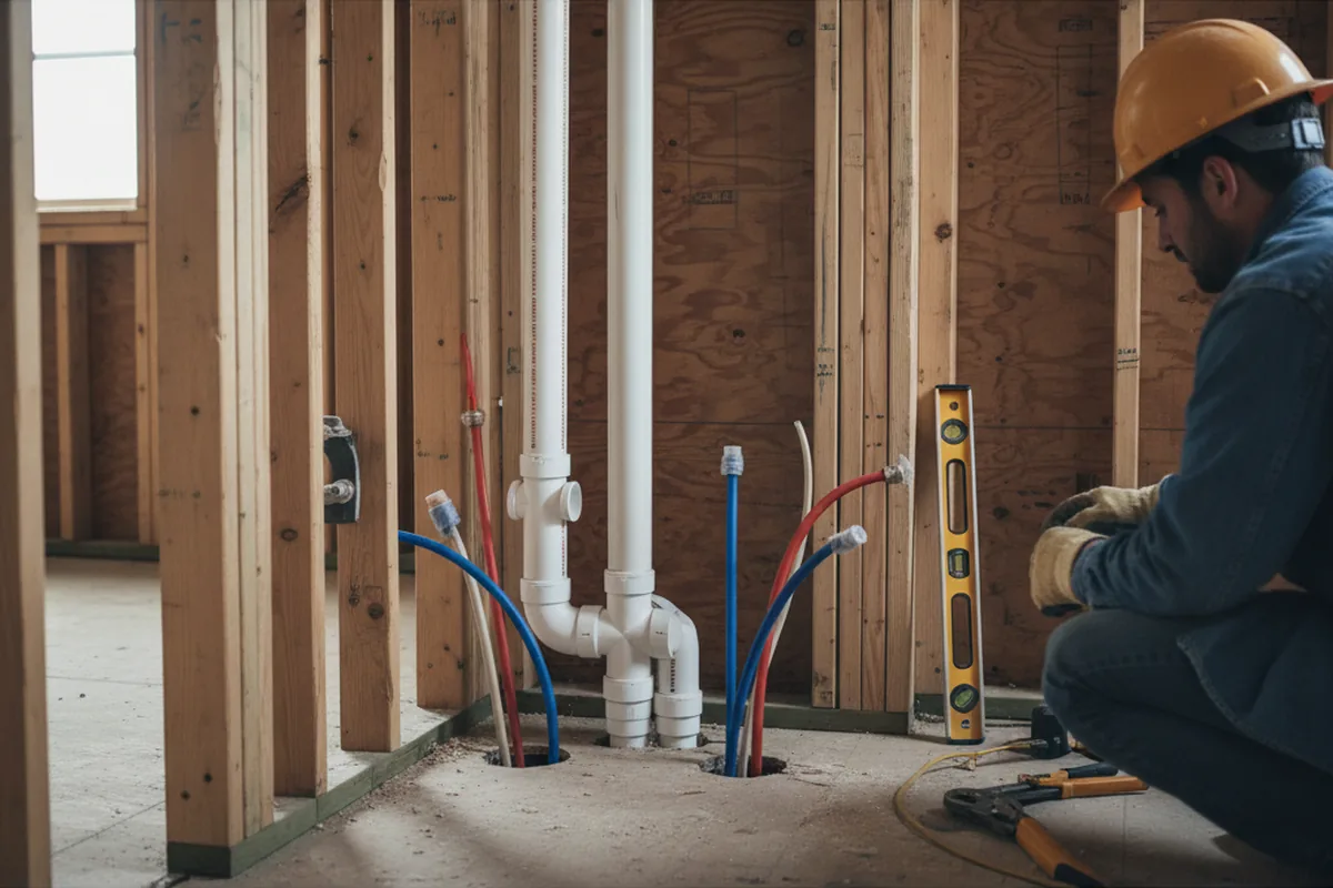 Drain and supply rough-in during Sump Pump Repair in Harrisburg